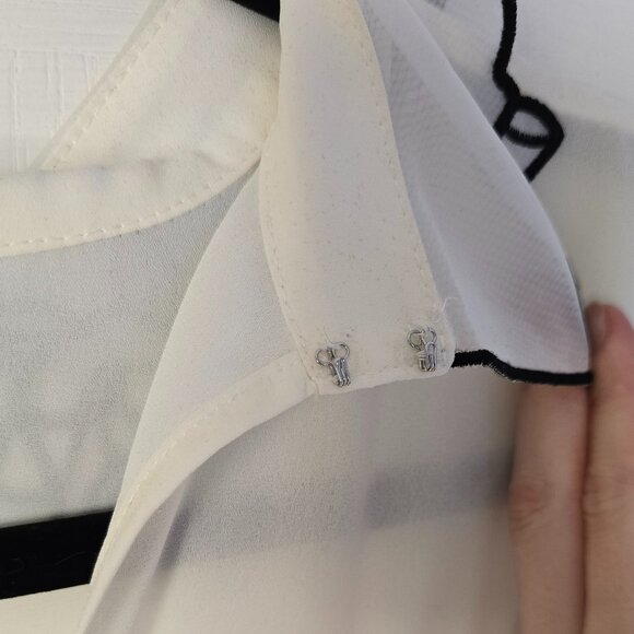 Forever 21 sheer black rose collar chiffon blouse - Picture 3 of 3